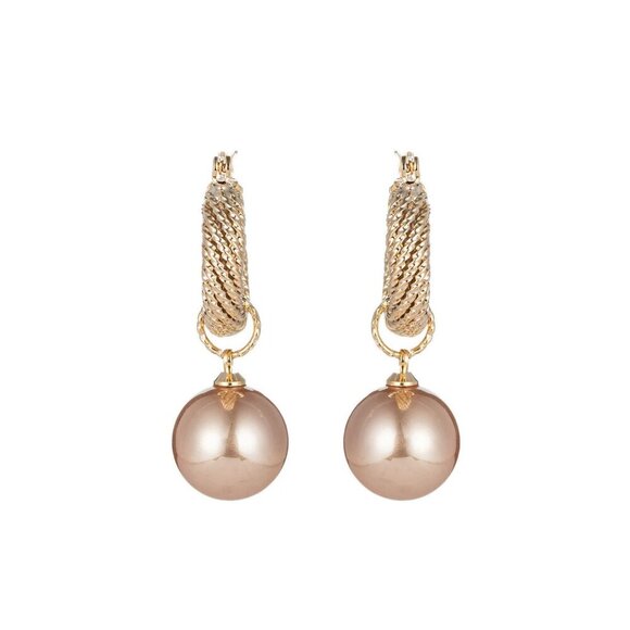 New Arrival Daily Office Wear Champagne Pearl Earrings, MLNN1380 - Picture 3 of 4